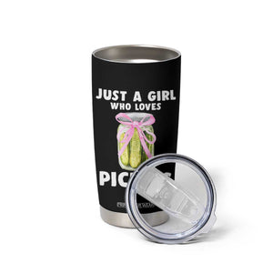 Just a Girl Who Loves Pickles Tumbler Cup Pickle Jars with Coquette Bow TS10 Print Your Wear