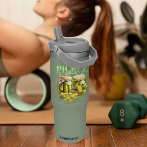 Pickle Lovers Flip Straw Tumbler Retro Pickle Enthusiast Vintage 90s Graphic TS10 One Size: 30 oz Moss Green Print Your Wear