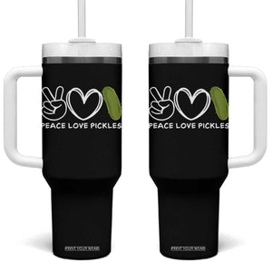 Peace Love Pickles Tumbler With Handle TS10 One Size: 40 oz Black Print Your Wear