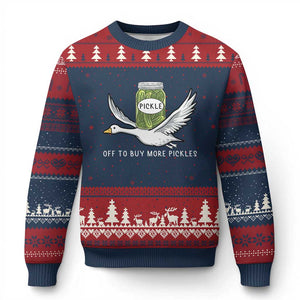 Silly Goose Pickle Lovers Ugly Christmas Sweater Off To Buy More Pickles TS10 Navy Red Print Your Wear