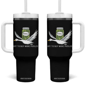 Silly Goose Pickle Lovers Tumbler With Handle Off To Buy More Pickles TS10 One Size: 40 oz Black Print Your Wear
