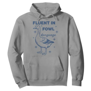 Fluent In FOWL Language Hoodie Vintage 90s Funny Duck Meme TS10 Sport Gray Print Your Wear