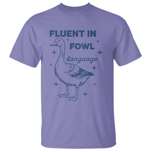 Fluent In FOWL Language T Shirt Vintage 90s Funny Duck Meme TS10 Violet Print Your Wear