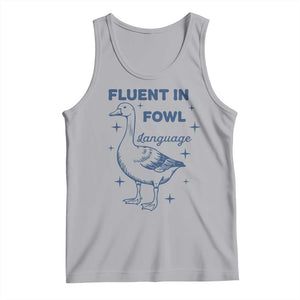 Fluent In FOWL Language Tank Top Vintage 90s Funny Duck Meme TS10 Athletic Heather Print Your Wear