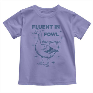 Fluent In FOWL Language Toddler T Shirt Vintage 90s Funny Duck Meme TS10 Violet Print Your Wear