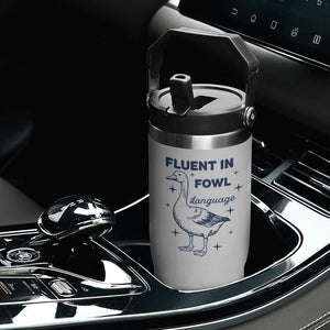 Fluent In FOWL Language Flip Straw Tumbler Vintage 90s Funny Duck Meme TS10 Print Your Wear
