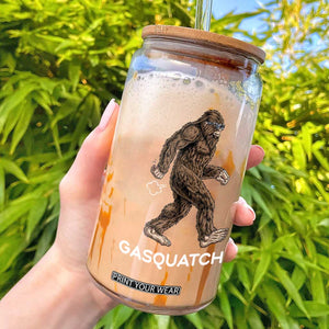 Funny Bigfoot Glass Can Gasquatch Gassy Sasquatch Fart Meme TS10 Black Print Your Wear