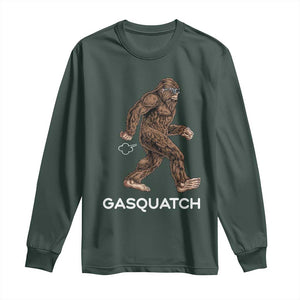 Funny Bigfoot Long Sleeve Shirt Gasquatch Gassy Sasquatch Fart Meme TS10 Dark Forest Green Print Your Wear