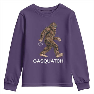 Funny Bigfoot Youth Sweatshirt Gasquatch Gassy Sasquatch Fart Meme TS10 Purple Print Your Wear