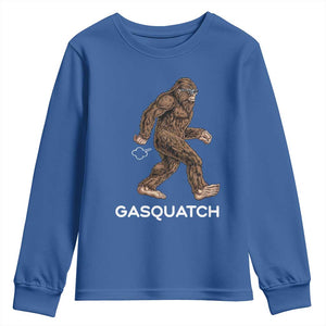 Funny Bigfoot Youth Sweatshirt Gasquatch Gassy Sasquatch Fart Meme TS10 Royal Blue Print Your Wear