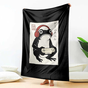 Japanese Gamer Frog Throw Blanket Boys Funny Vintage Gaming TS10 Print Your Wear