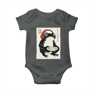 Japanese Gamer Frog Baby Onesie Boys Funny Vintage Gaming TS10 Dark Heather Print Your Wear