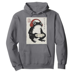 Japanese Gamer Frog Hoodie Boys Funny Vintage Gaming TS10 Charcoal Print Your Wear