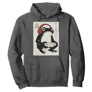 Japanese Gamer Frog Hoodie Boys Funny Vintage Gaming TS10 Dark Heather Print Your Wear