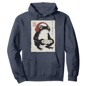 Japanese Gamer Frog Hoodie Boys Funny Vintage Gaming TS10 Navy Print Your Wear