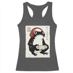 Japanese Gamer Frog Racerback Tank Top Boys Funny Vintage Gaming TS10 Dark Heather Print Your Wear