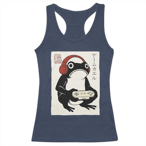 Japanese Gamer Frog Racerback Tank Top Boys Funny Vintage Gaming TS10 Navy Print Your Wear