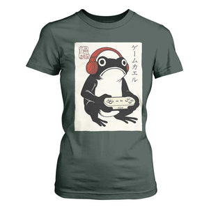 Japanese Gamer Frog T Shirt For Women Boys Funny Vintage Gaming TS10 Dark Forest Green Print Your Wear
