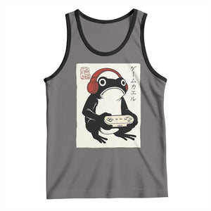 Japanese Gamer Frog Tank Top Boys Funny Vintage Gaming TS10 Deep Heather Black Print Your Wear