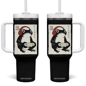 Japanese Gamer Frog Tumbler With Handle Boys Funny Vintage Gaming TS10 One Size: 40 oz Black Print Your Wear