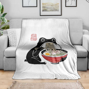 Funny Grumpy Frog Ramen Throw Blanket Sumi-e Kawaii Ink Painting Japanese TS10 Print Your Wear