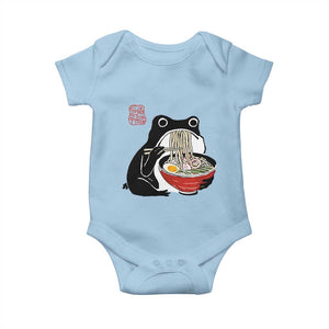 Funny Grumpy Frog Ramen Baby Onesie Sumi-e Kawaii Ink Painting Japanese TS10 Light Blue Print Your Wear