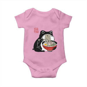 Funny Grumpy Frog Ramen Baby Onesie Sumi-e Kawaii Ink Painting Japanese TS10 Light Pink Print Your Wear