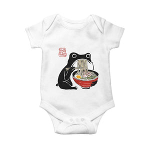 Funny Grumpy Frog Ramen Baby Onesie Sumi-e Kawaii Ink Painting Japanese TS10 White Print Your Wear