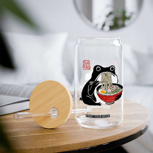 Funny Grumpy Frog Ramen Glass Can Sumi-e Kawaii Ink Painting Japanese TS10 Print Your Wear