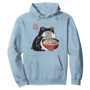 Funny Grumpy Frog Ramen Hoodie Sumi-e Kawaii Ink Painting Japanese TS10 Light Blue Print Your Wear