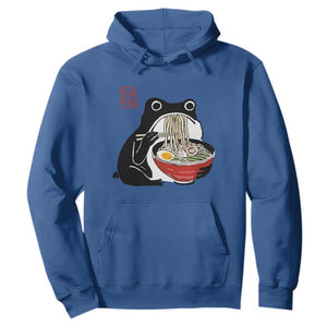 Funny Grumpy Frog Ramen Hoodie Sumi-e Kawaii Ink Painting Japanese TS10 Royal Blue Print Your Wear