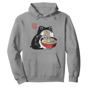 Funny Grumpy Frog Ramen Hoodie Sumi-e Kawaii Ink Painting Japanese TS10 Sport Gray Print Your Wear