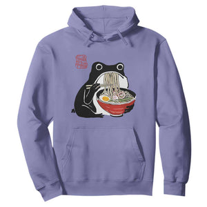 Funny Grumpy Frog Ramen Hoodie Sumi-e Kawaii Ink Painting Japanese TS10 Violet Print Your Wear