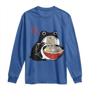 Funny Grumpy Frog Ramen Long Sleeve Shirt Sumi-e Kawaii Ink Painting Japanese TS10 Royal Blue Print Your Wear