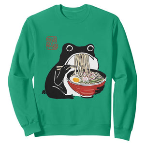 Funny Grumpy Frog Ramen Sweatshirt Sumi-e Kawaii Ink Painting Japanese - Print Your Wear