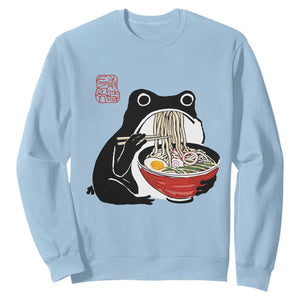 Funny Grumpy Frog Ramen Sweatshirt Sumi-e Kawaii Ink Painting Japanese - Print Your Wear