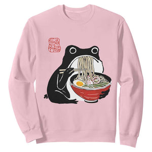 Funny Grumpy Frog Ramen Sweatshirt Sumi-e Kawaii Ink Painting Japanese - Print Your Wear