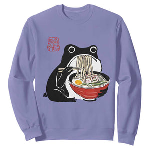 Funny Grumpy Frog Ramen Sweatshirt Sumi-e Kawaii Ink Painting Japanese TS10 Violet Print Your Wear