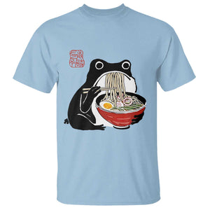 Funny Grumpy Frog Ramen T Shirt Sumi-e Kawaii Ink Painting Japanese TS10 Light Blue Print Your Wear
