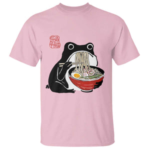 Funny Grumpy Frog Ramen T Shirt Sumi-e Kawaii Ink Painting Japanese TS10 Light Pink Print Your Wear