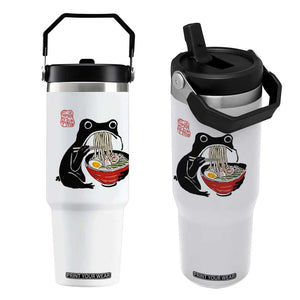 Funny Grumpy Frog Ramen Flip Straw Tumbler Sumi-e Kawaii Ink Painting Japanese TS10 One Size: 30 oz White Print Your Wear