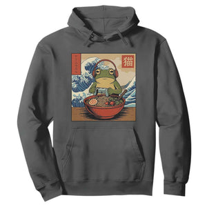Cute Kawaii Gamer Frog Ramen Hoodie Retro Japanese Funny Cat Gaming TS10 Dark Heather Print Your Wear