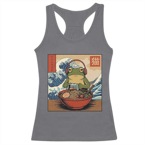 Cute Kawaii Gamer Frog Ramen Racerback Tank Top Retro Japanese Funny Cat Gaming TS10 Charcoal Print Your Wear