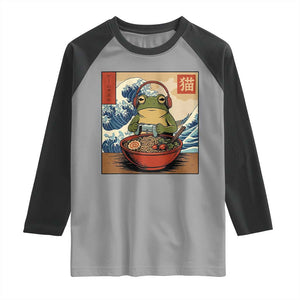 Cute Kawaii Gamer Frog Ramen Raglan Shirt Retro Japanese Funny Cat Gaming TS10 Sport Gray Black Print Your Wear