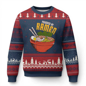 Powered by Ramen Ugly Christmas Sweater Japanese Love Anime Noodles TS10 Navy Red Print Your Wear