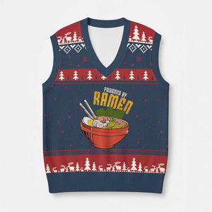 Powered by Ramen V-Neck Knit Sweater Vest Japanese Love Anime Noodles TS10 Navy Red Print Your Wear