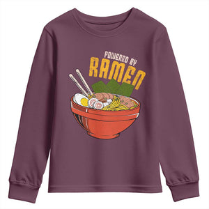 Powered by Ramen Youth Sweatshirt Japanese Love Anime Noodles TS10 Maroon Print Your Wear