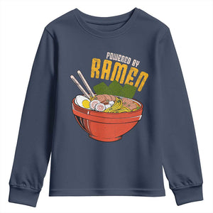 Powered by Ramen Youth Sweatshirt Japanese Love Anime Noodles TS10 Navy Print Your Wear