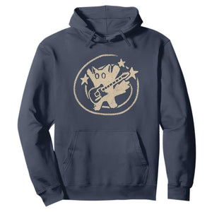 90s Y2K Scary Cat Hoodie Scared Under Starry Tail Cat Playing Guitar TS10 Navy Print Your Wear