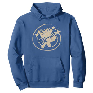 90s Y2K Scary Cat Hoodie Scared Under Starry Tail Cat Playing Guitar TS10 Royal Blue Print Your Wear